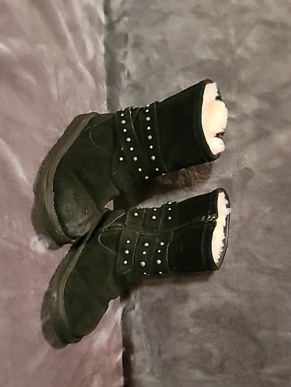 UGG Black Studded Shearling-Lined Kids Boots